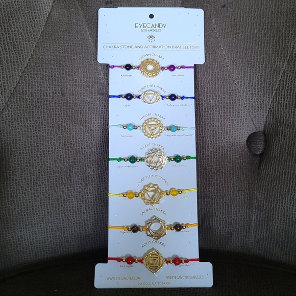Eye👁️ Candy🍬 Chakra🧘♀️ Stone and Affirmation Bracelet Set - Picture 15 of 16